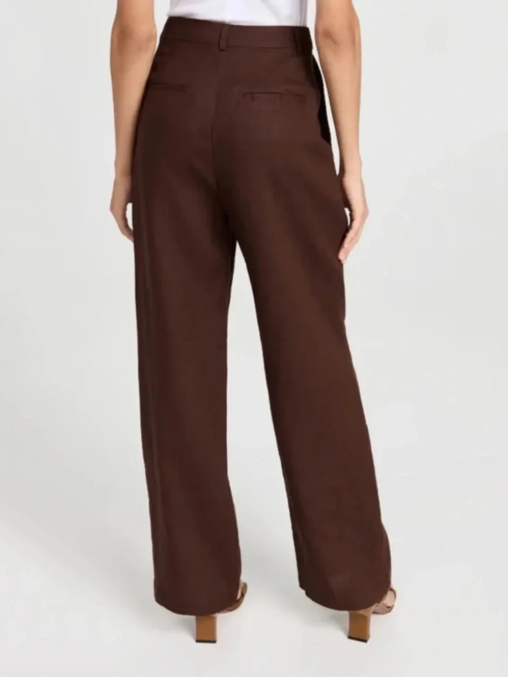 Reformation Vesta Wide Leg Linen Pants in Cafe Brown Size 8